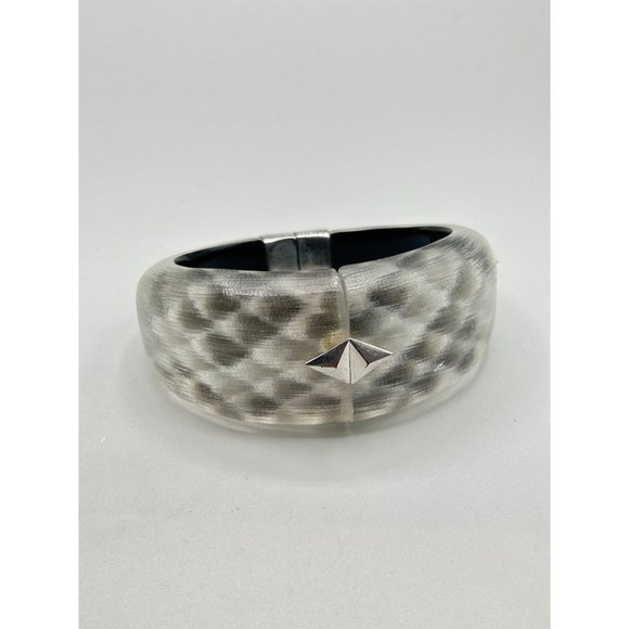 Alexis Bittar Clamper Bracelet Thick Wide Bangle Frosted Lucite Designer Signed - Picture 9 of 13